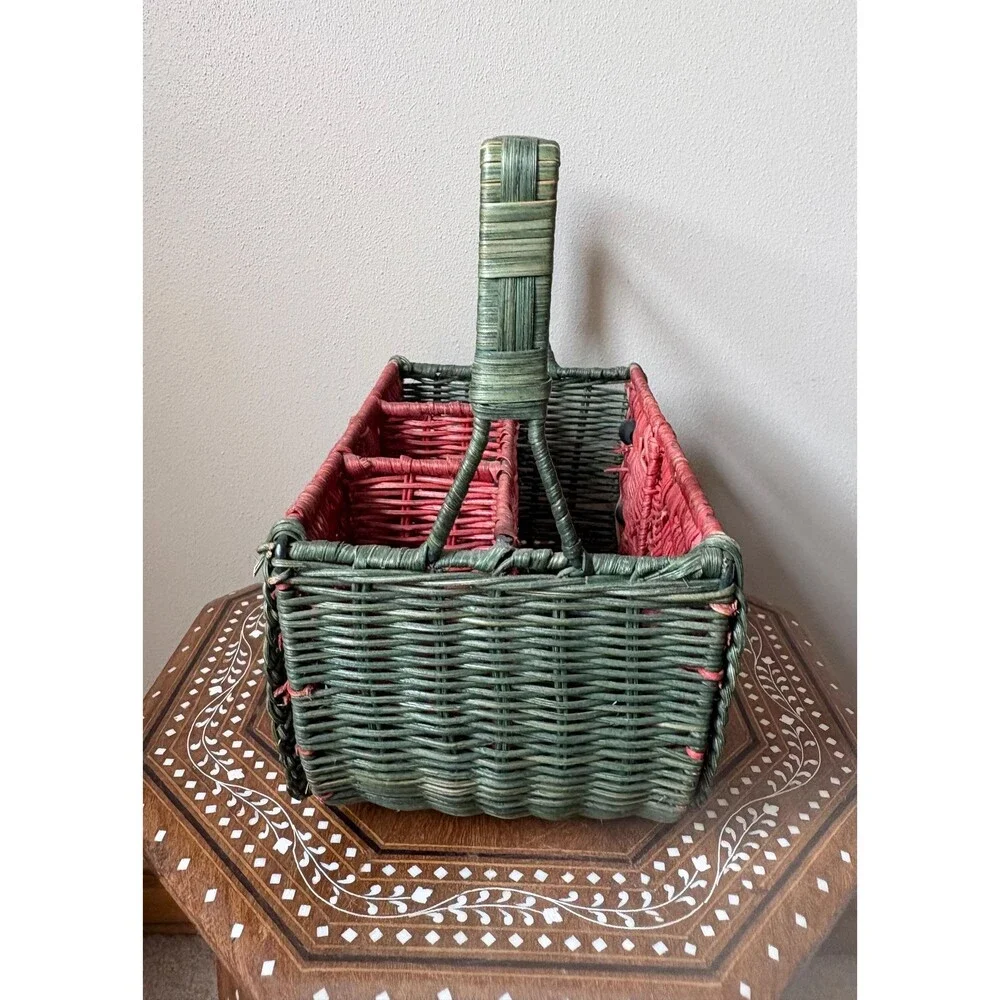 Vintage Wicker Watermelon Utensil Basket